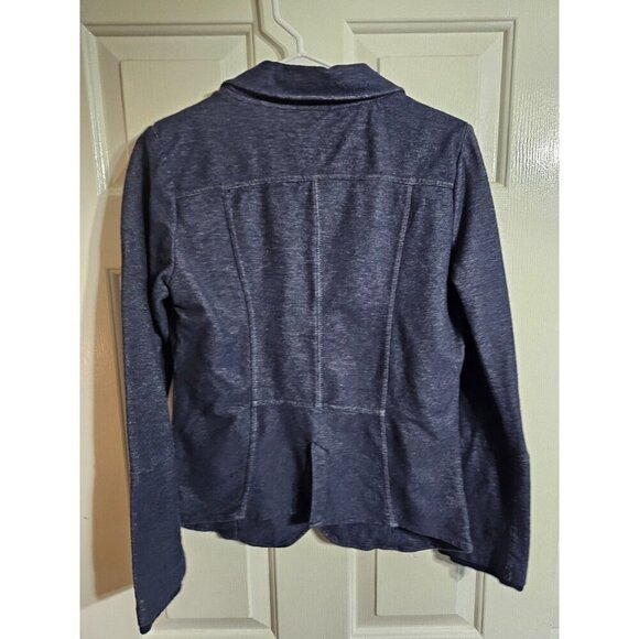 Hurley Lightweight Denim Knit Blazer Medium Navy Soft Preppy Classic Academic - Picture 3 of 6